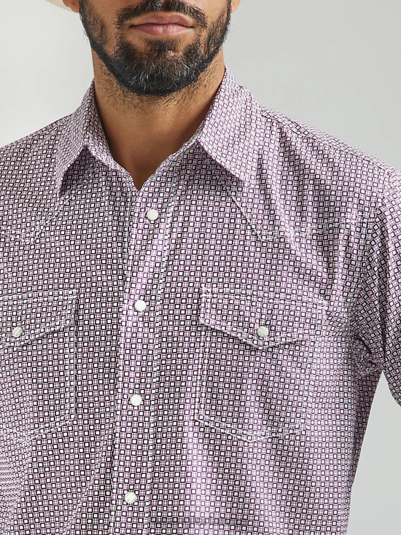 tumši rozā 20 reižu konkurētspējīgs moderna komforta krekls ar garām piedurknēm rietumu apdruku vīriešiem apģērbs Wrangler BFNTB483